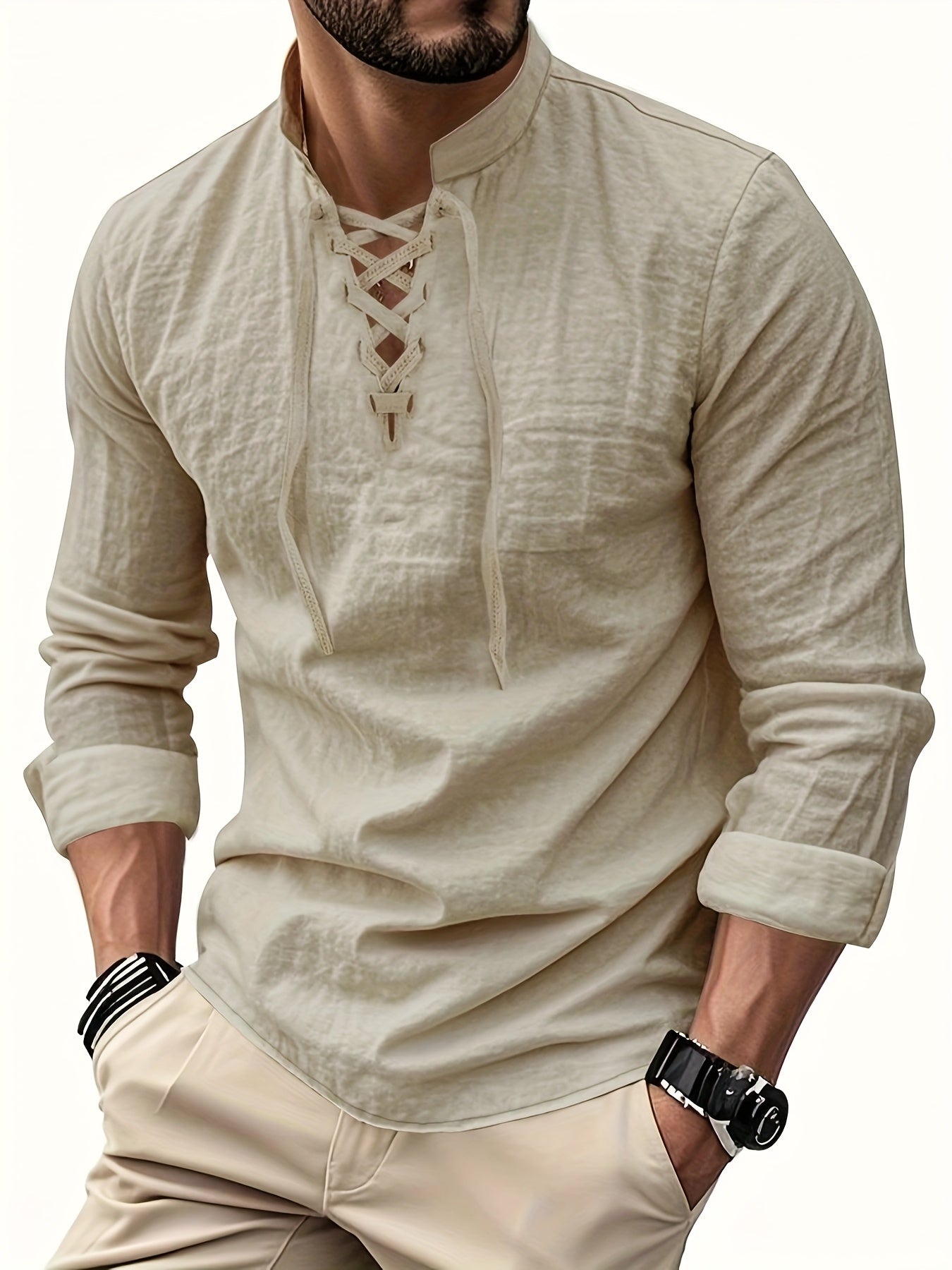 Montara & Crest V-neck shirt displayed flat, showing soft fabric, classic neckline, and clean design for casual wear.