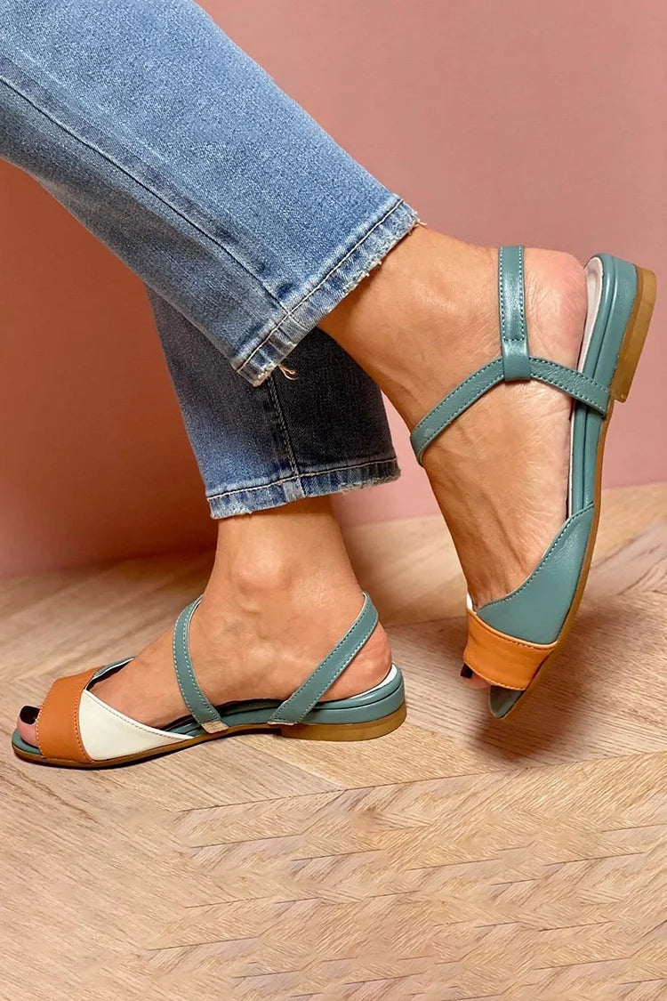 Color block sandals by Montaracrest featuring stylish design and vibrant multicolor straps, perfect for casual summer wear.
