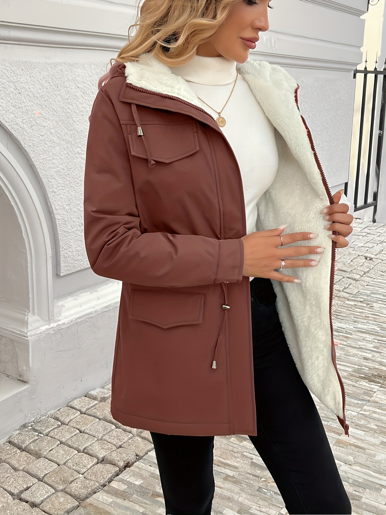 Maisie | Sherpa-Lined Drawstring Parka Jacket