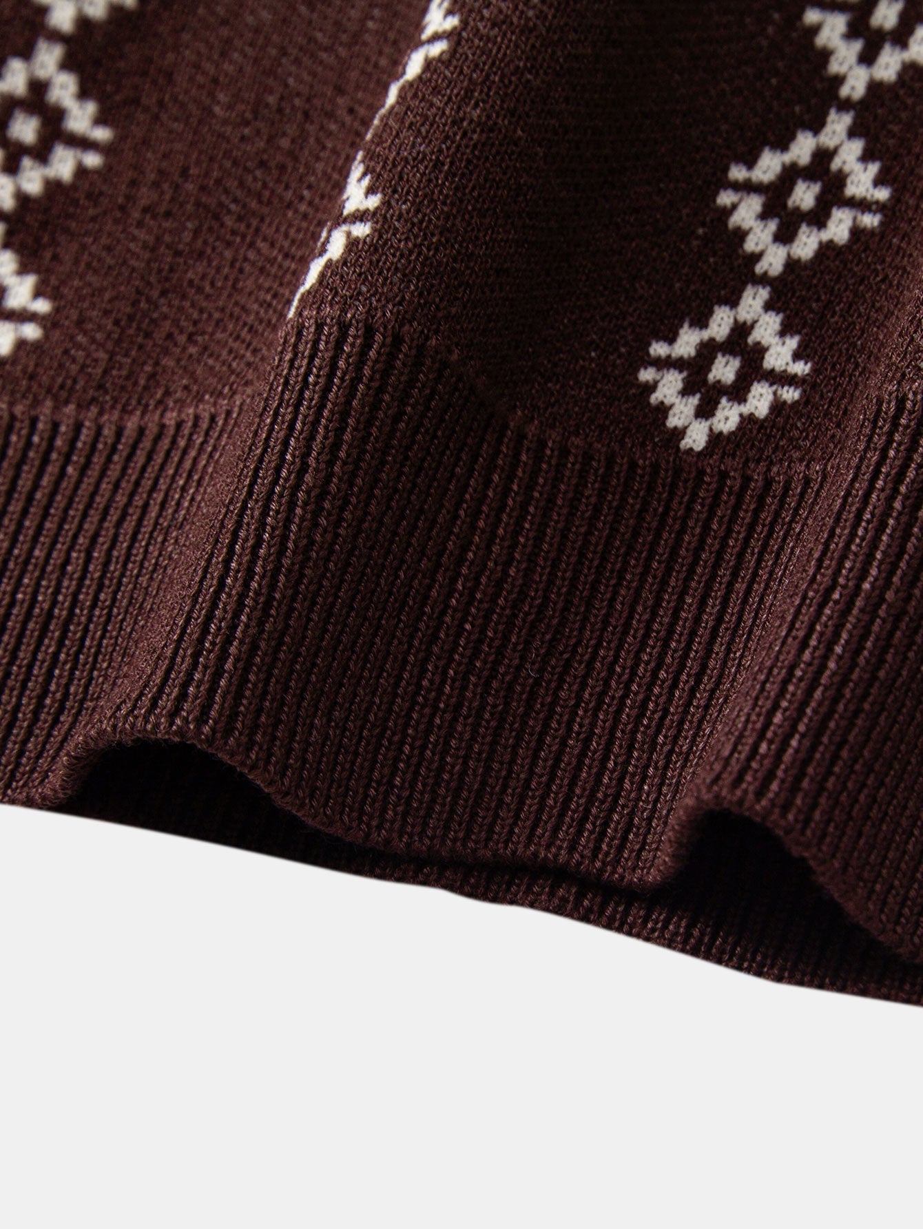 V-Neck Polo with Geometric Knit Design