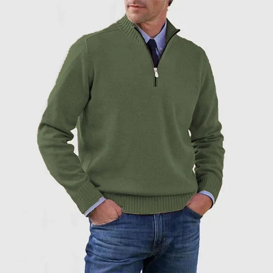 Elegant Men's Mid-Zip Pullover