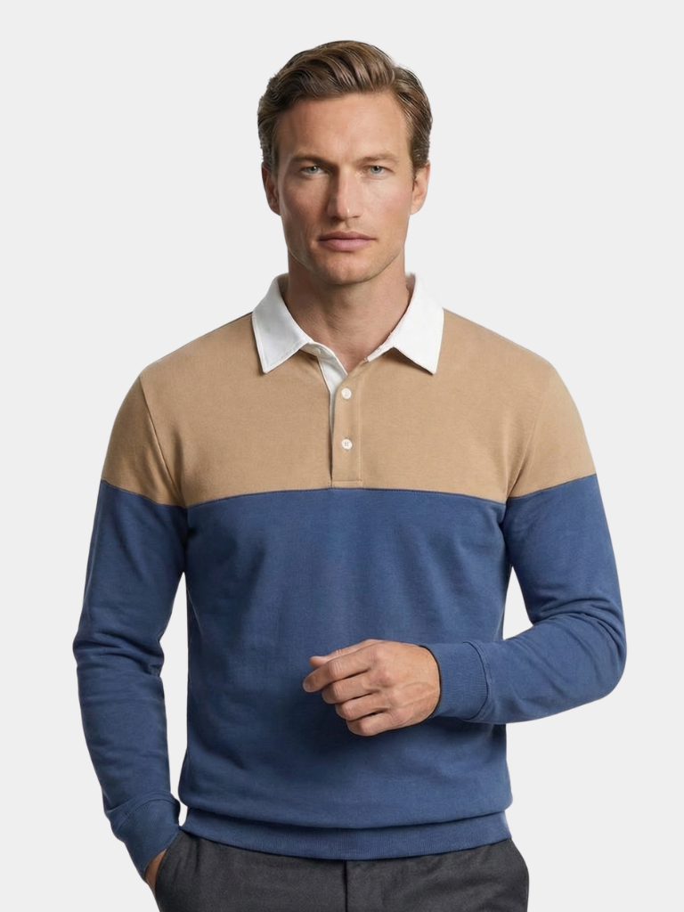 Montaracrest Alpine zip-up polo pullover featuring a high collar and classic design, shown in a front view.