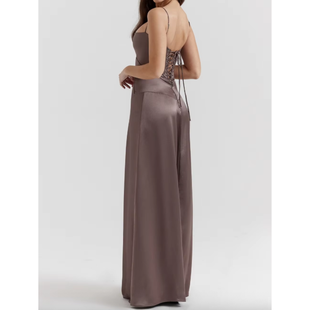 Elegant long evening dress by Montaracrest featuring a sophisticated design, perfect for special occasions.