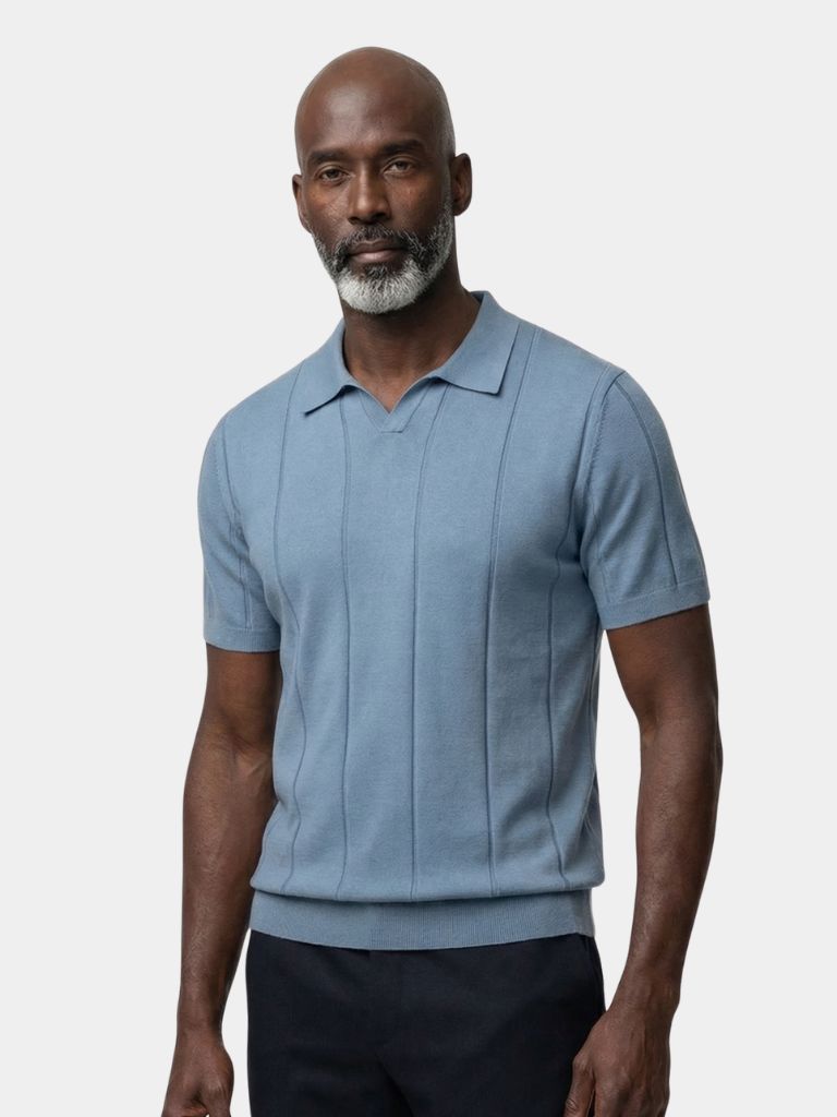 Montaracrest Portofino polo shirt in navy, featuring a classic collar, short sleeves, and button-front design.