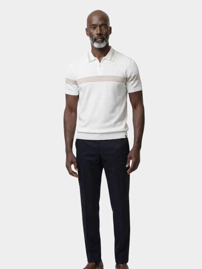Ivory Polo shirt by Montaracrest, featuring a classic polo collar and short sleeves, displayed on a white background.
