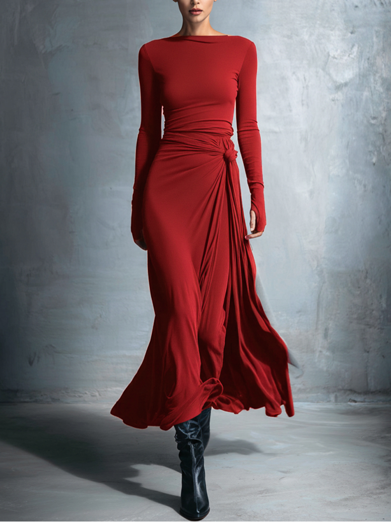 Vittoria - Abito maxi con nodo laterale - Montaracrest