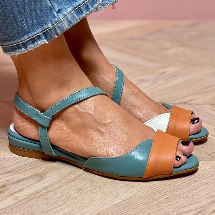 Montaracrest color block sandals featuring multiple vibrant straps and a comfortable flat sole.
