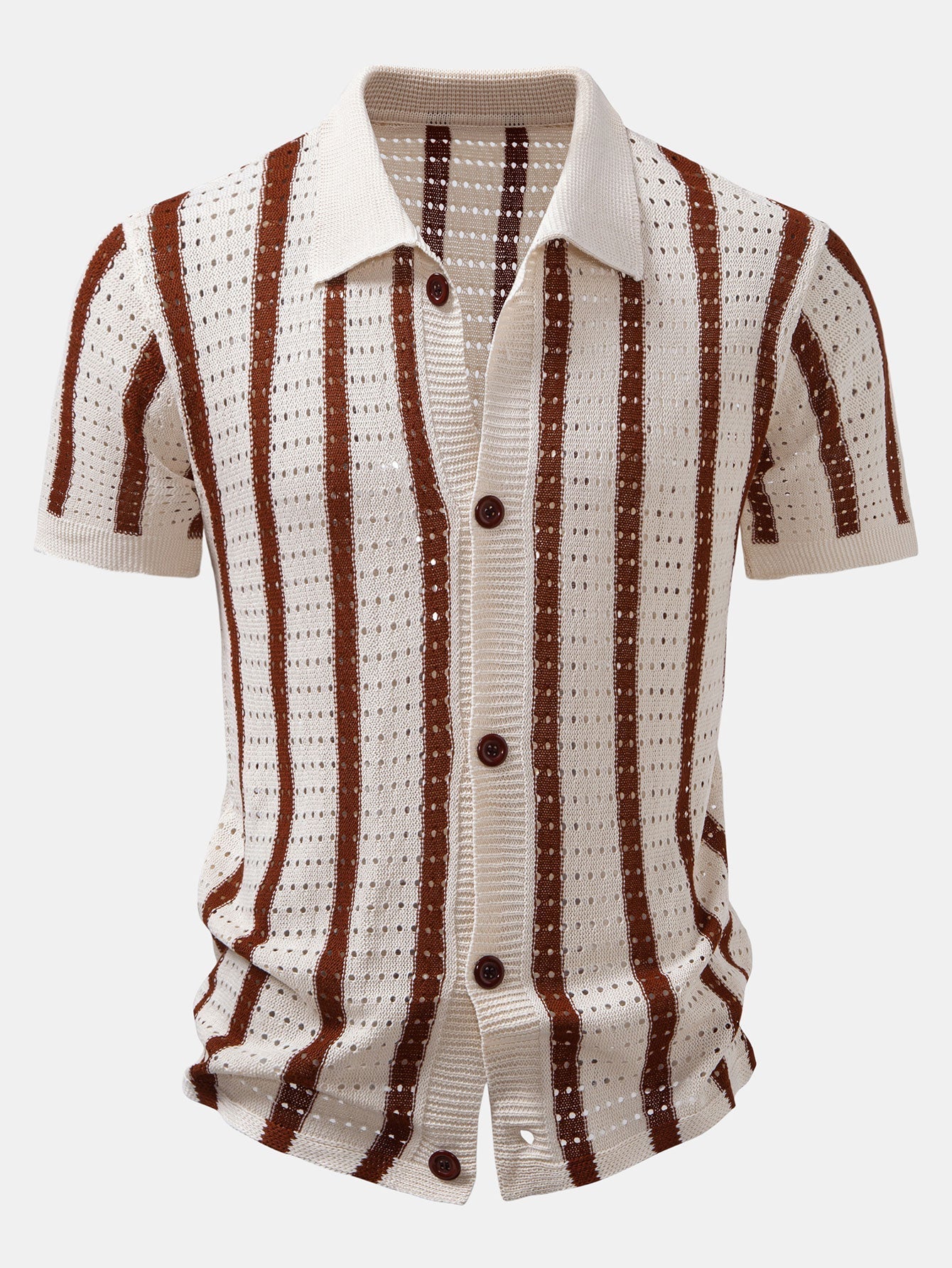 Striped Shirt Featuring Mesh Eyelet Details