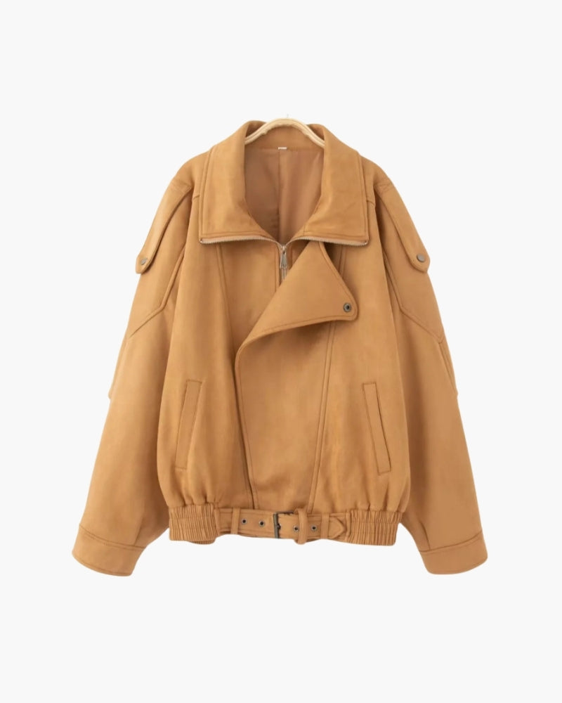 Vintage Draped Suede Effect Jacket