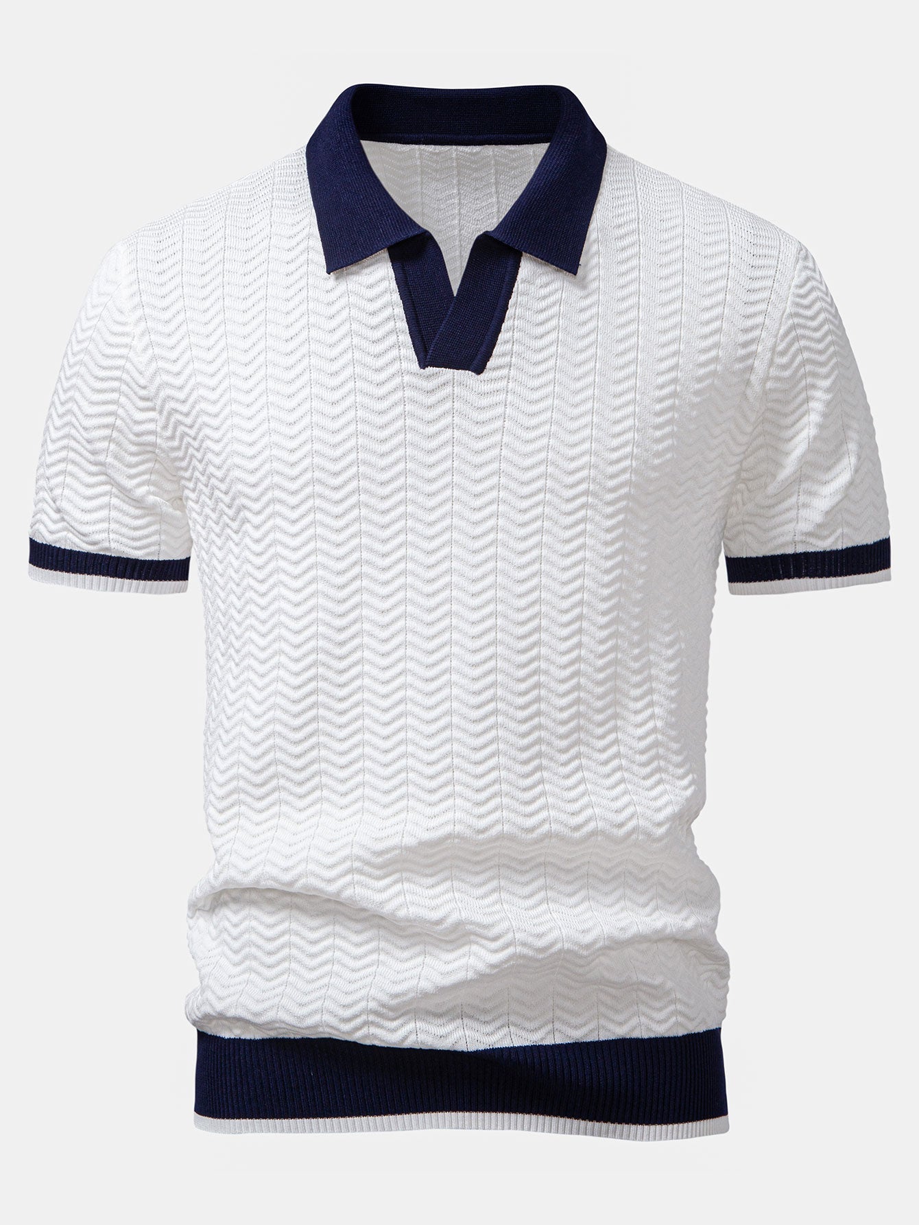 Textured Knit Polo with Slim Fit Trousers - Montaracrest