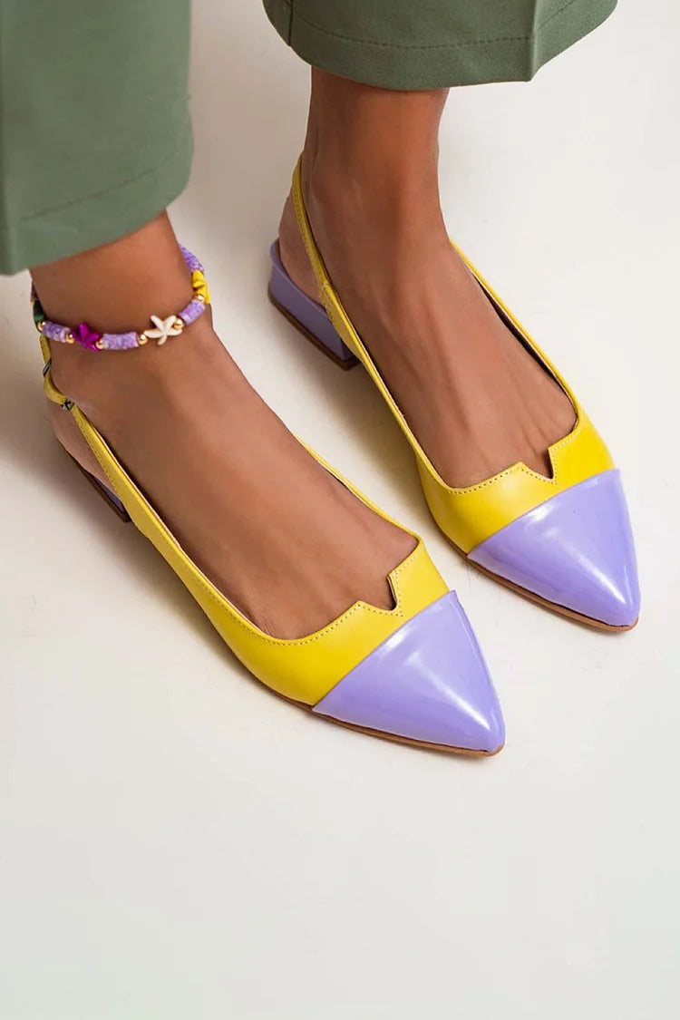 Montaracrest ballerine a punta con dettaglio bicolore, elegant shoes with pointed toe and stylish contrasting accents.