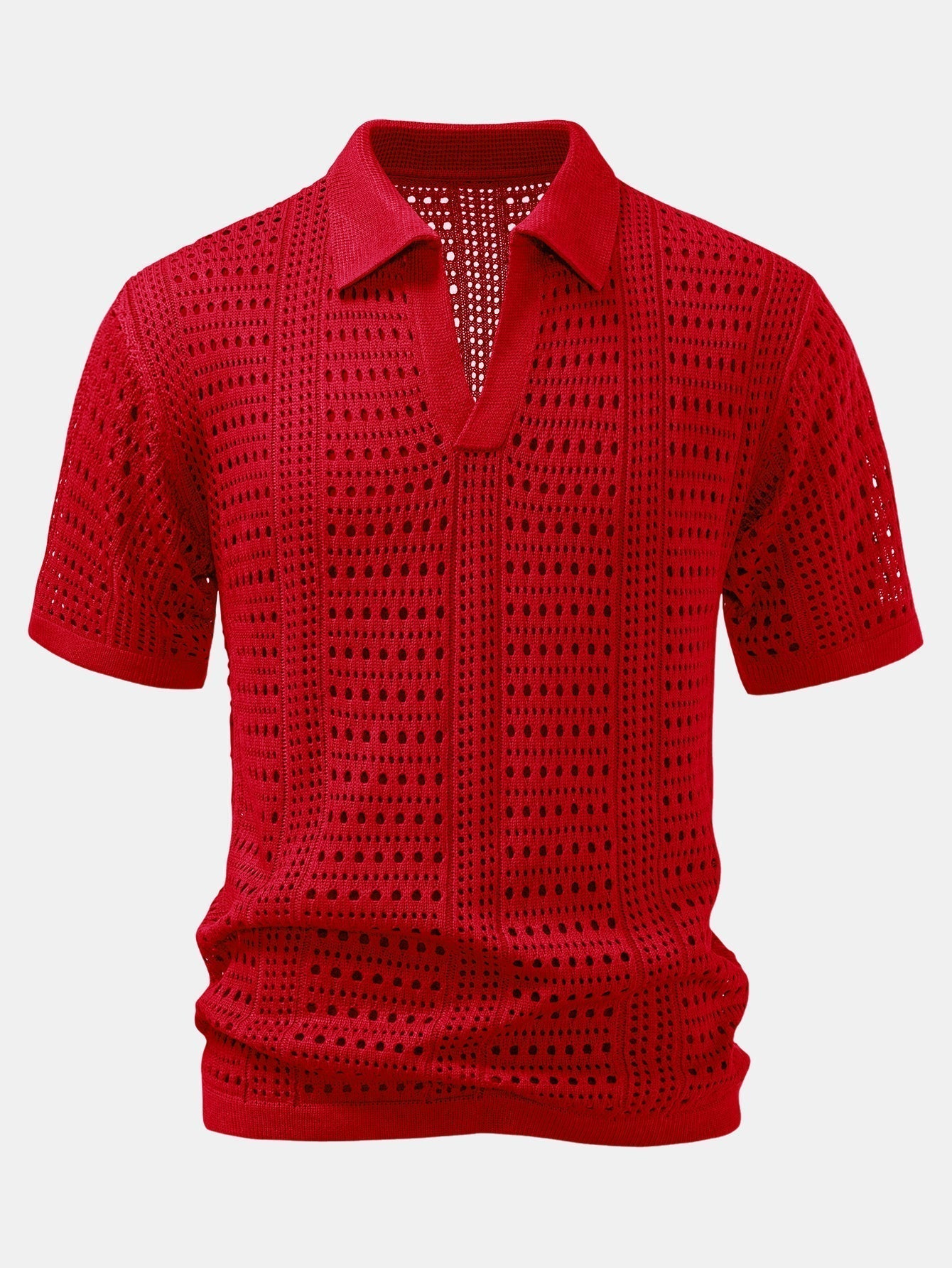 V-Neck Knit Polo Shirt