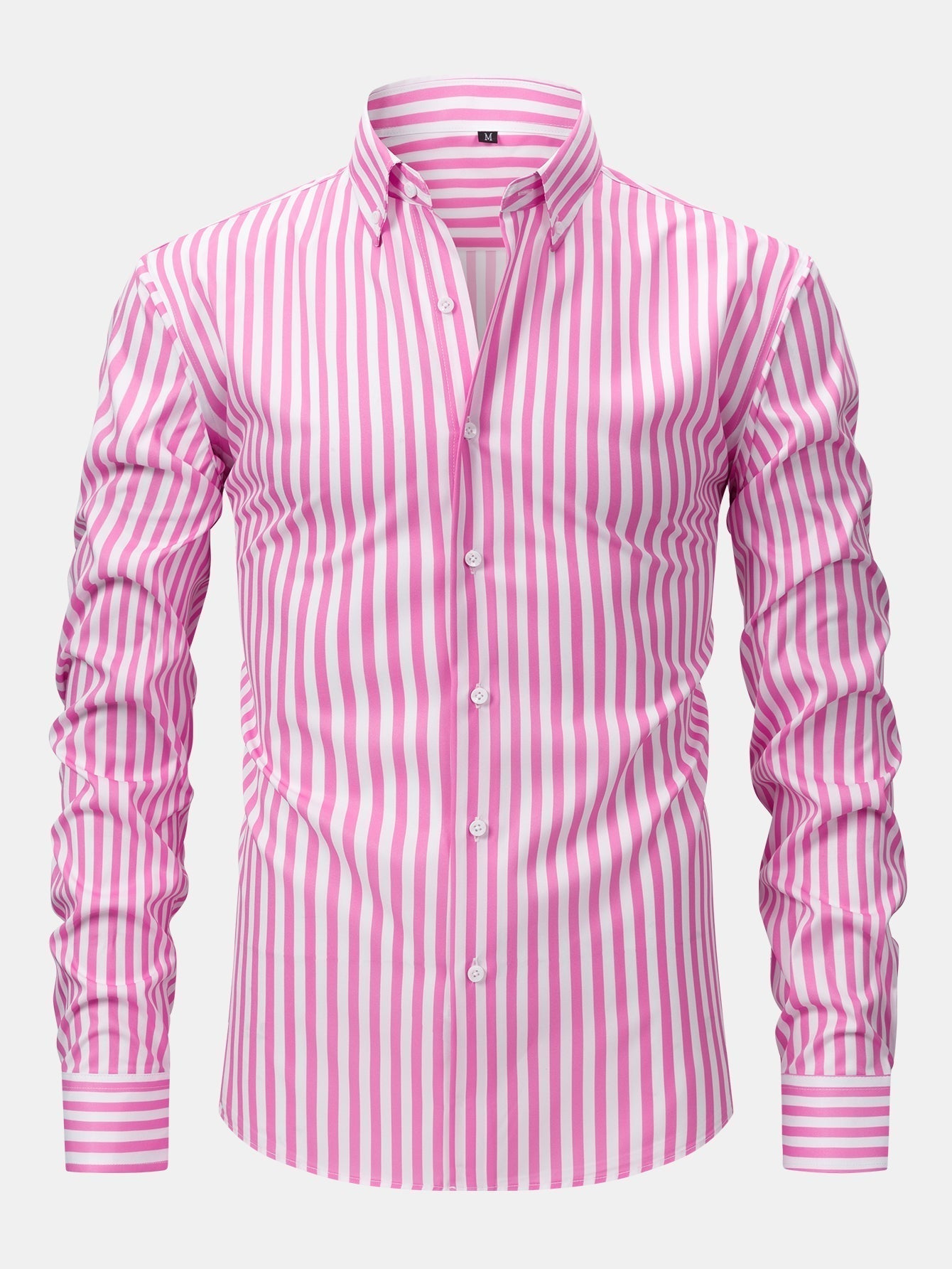 Button-Up Long Sleeve Striped Shirt with Wide Leg Slim Fit Trousers