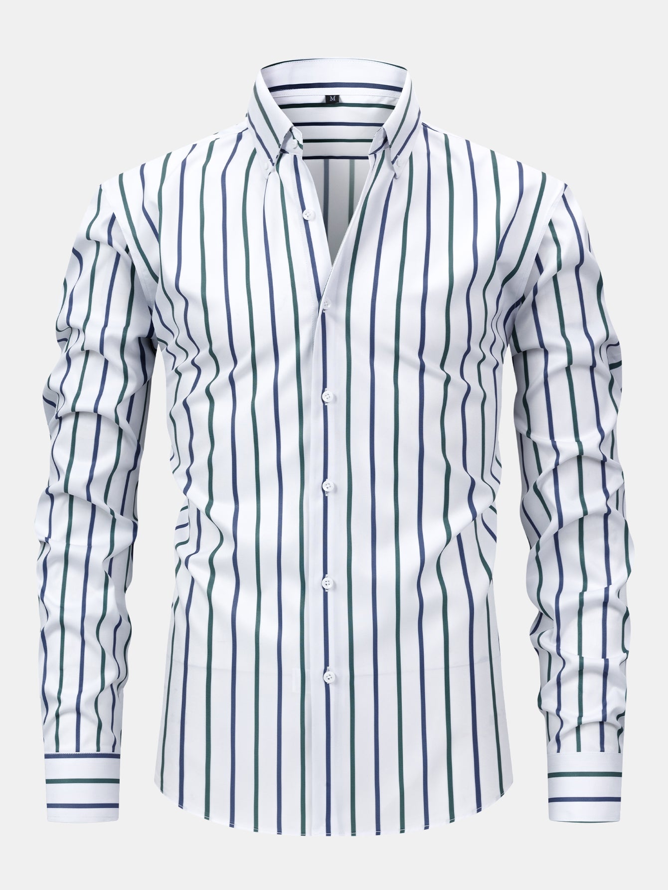 Striped Long Sleeve Button-Up Shirt with Slim Fit Flared Pants - Montaracrest