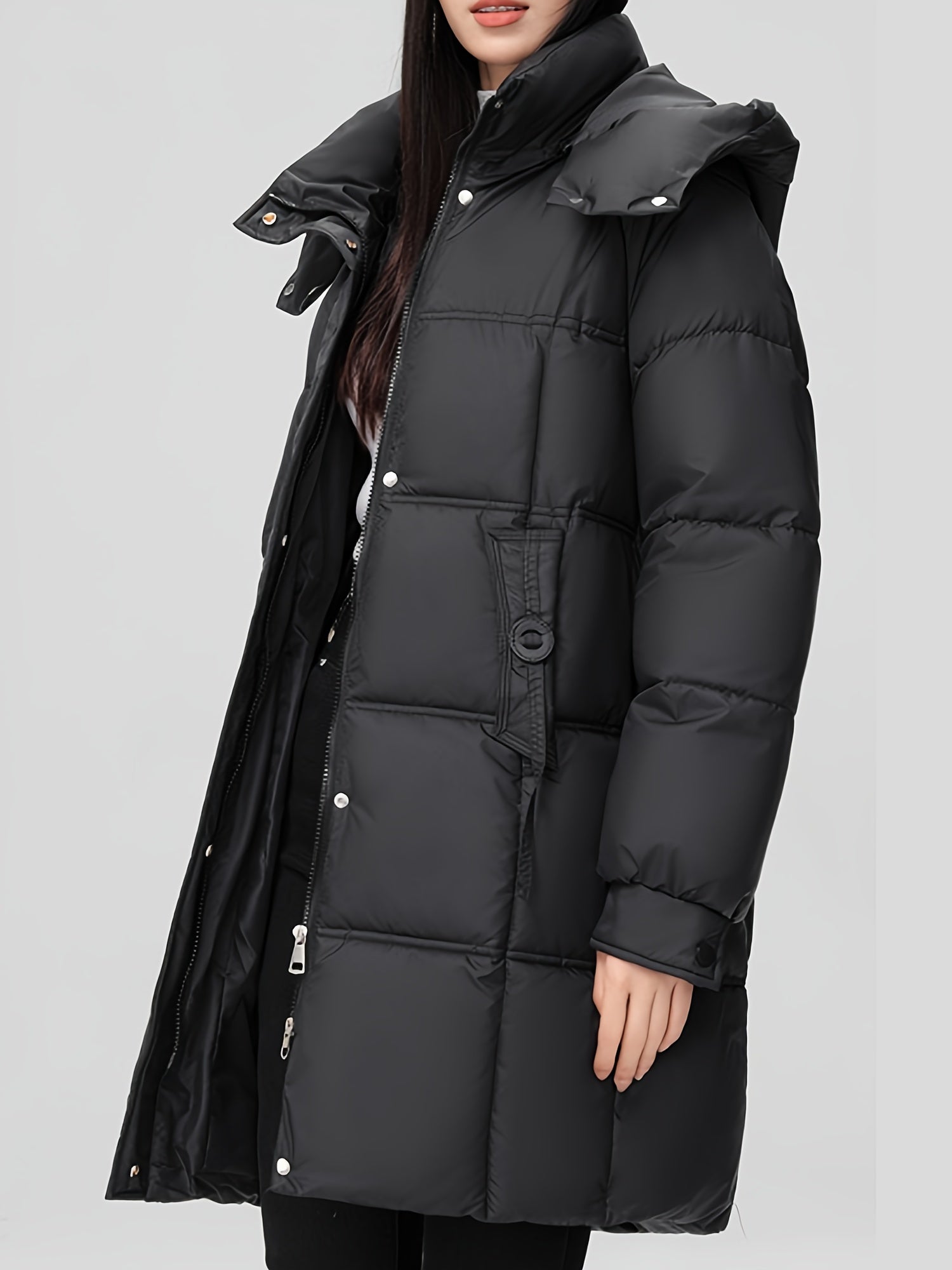 Amelia | Belted Hooded Longline Puffer Coat
