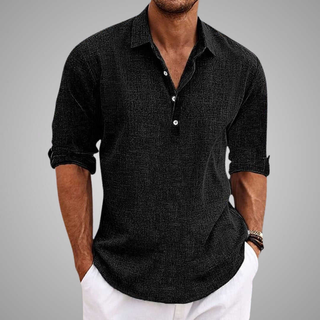 Casual DELACROIX shirt by Montaracrest featuring a relaxed fit and stylish design, displayed on a hanger.