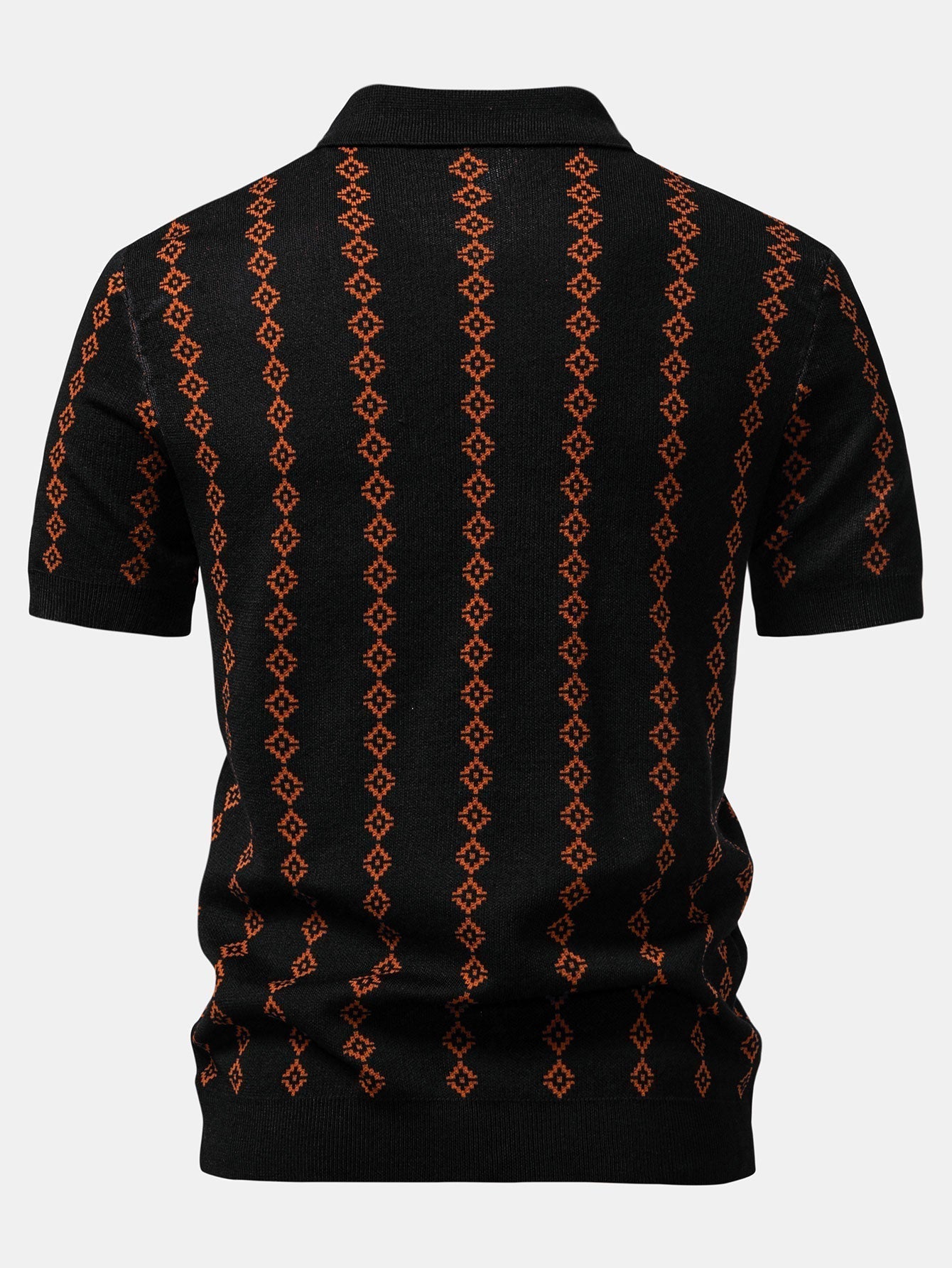 V-Neck Geometric Knit Polo - Montaracrest