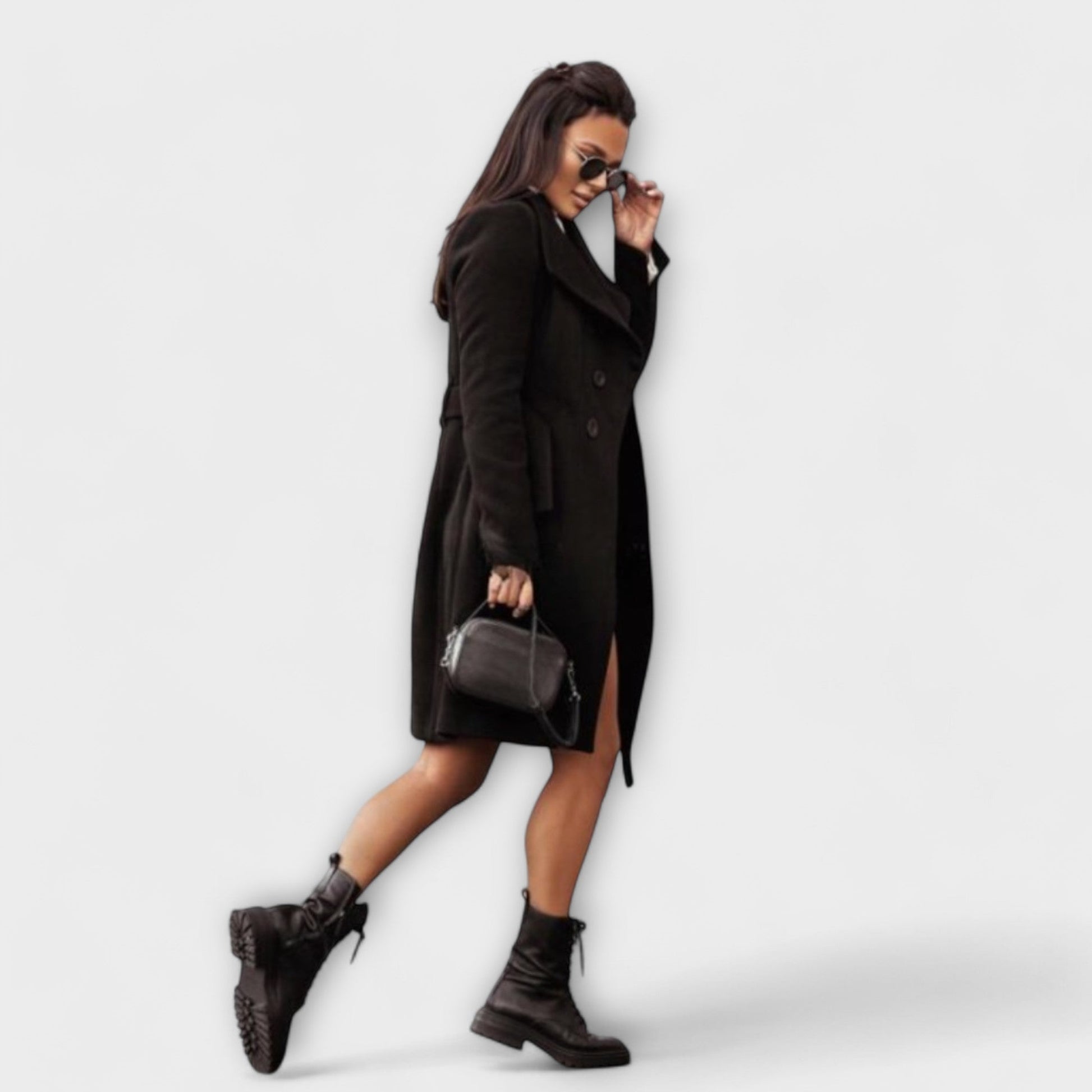 Elegant Montaracrest Cappotto in tailored fabric, shown in a front view with a classic collar and sleek design.