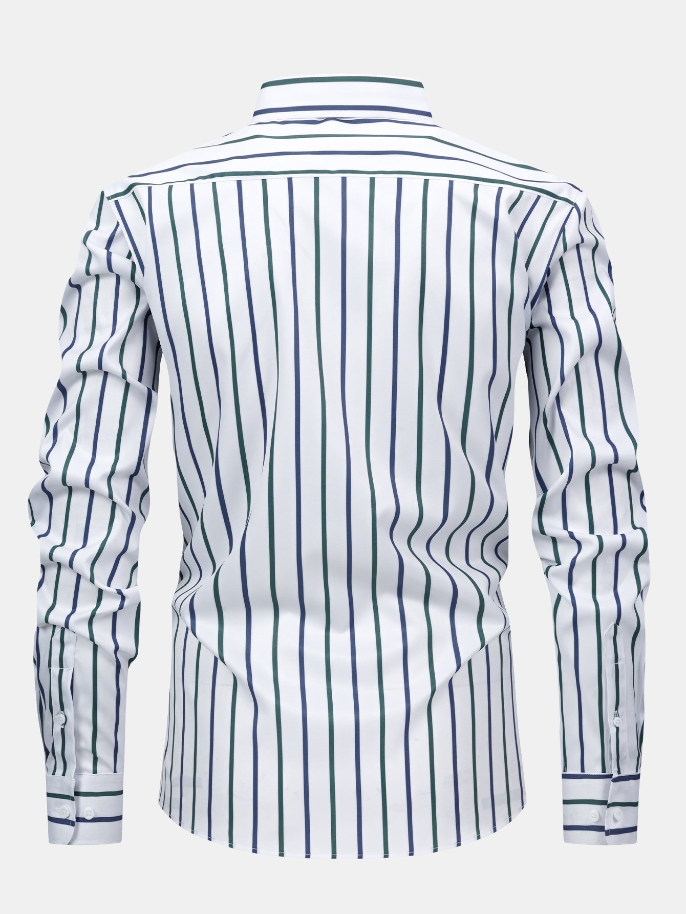 Button-Up Long Sleeve Striped Shirt with Slim Fit Flared Pants