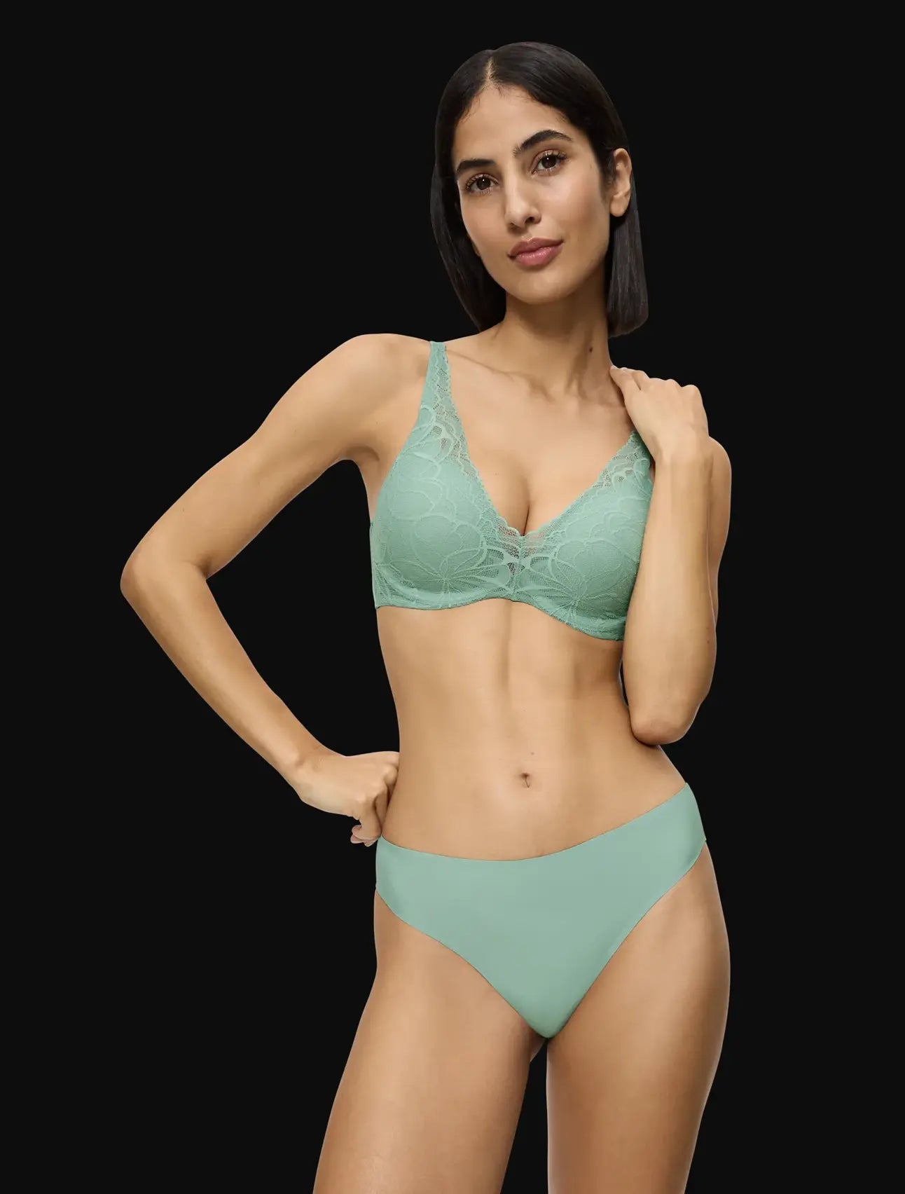 luxe brief - Body Make-Up Illusion Lace highleg Tai - 7329 - MISTY TURQUOISE