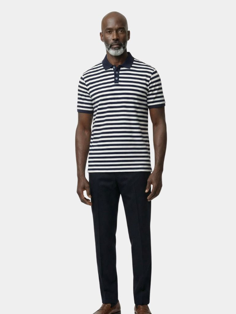 Montaracrest Polo Elegante Riviera in navy blue, featuring a classic collar and button-up front, casual and stylish for everyday wear.