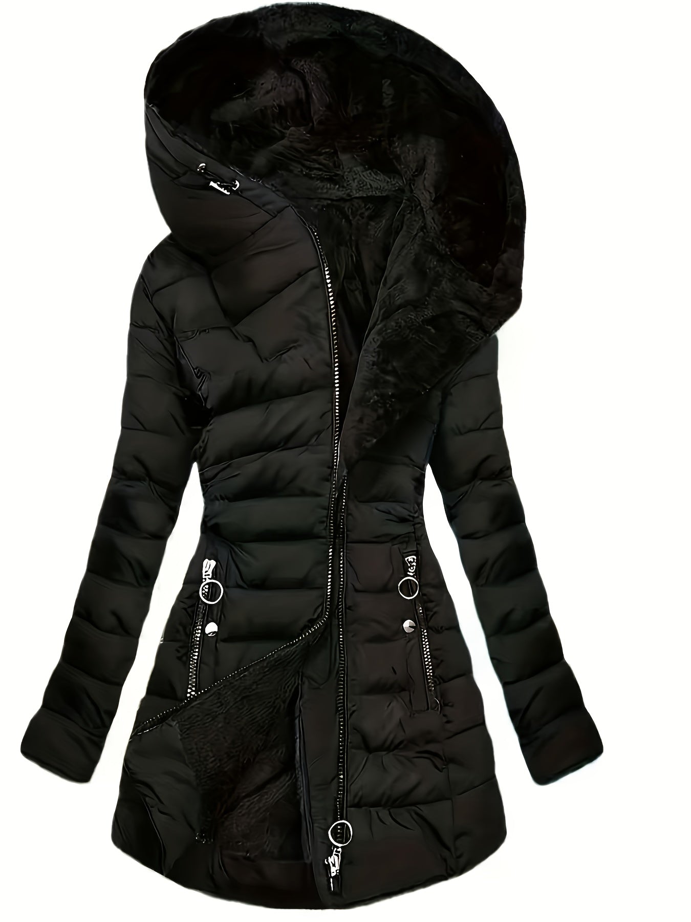 Freya | Fleece-Lined Oversized Hood Long Puffer Coat