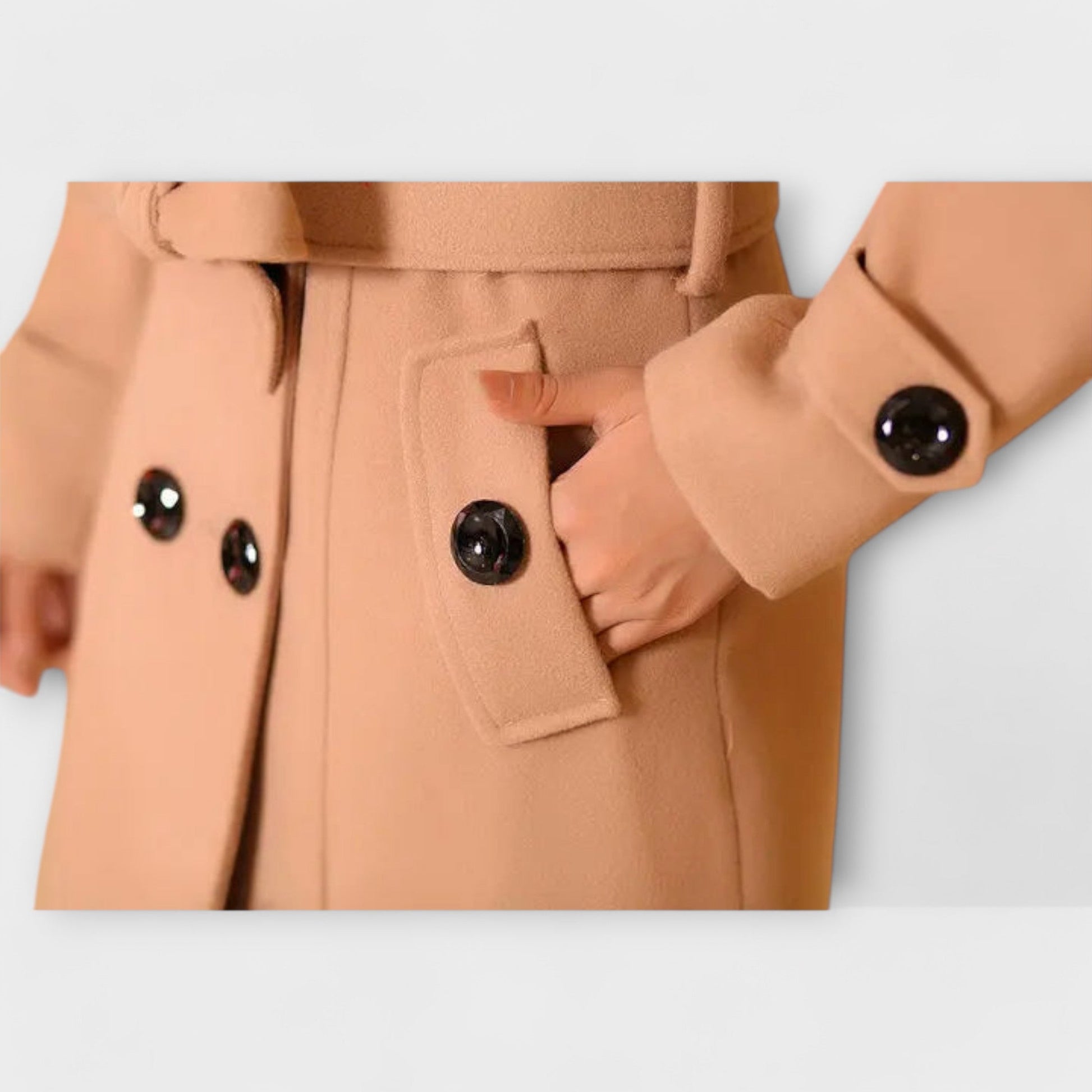 Montaracrest warm winter coat with a thick, insulated design, featuring a hood and stylish tailored fit for cold weather.