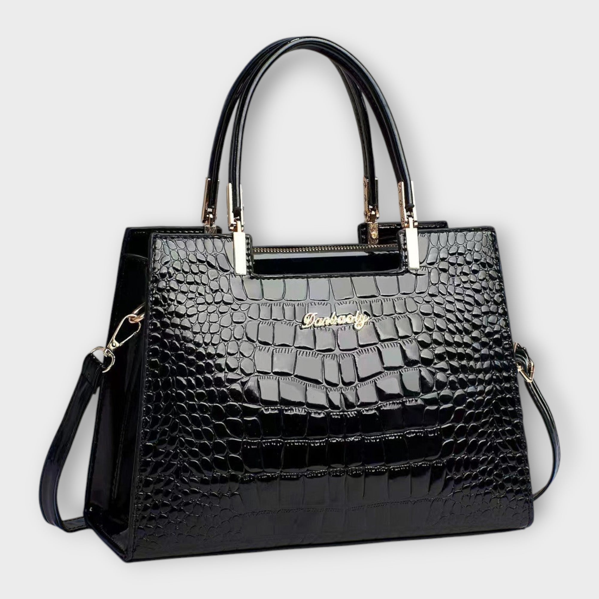 Maison Verdelle -  Shiny Crocodile Skin Pattern Handbag