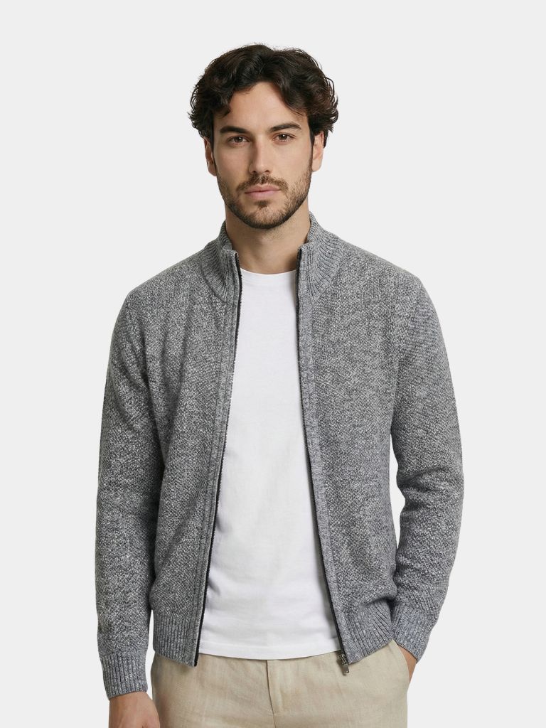 Montaracrest knitted jacket featuring textured woolen fabric, long sleeves, and a classic collar, casual and stylish for everyday wear.