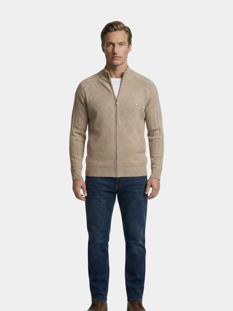 Montaracrest maglia giaccone jacquard a zip in colore unito, front view showing the textured knit fabric and full-length zipper.