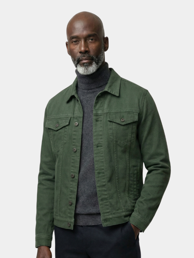 Montaracrest Heritage Casual jacket, a stylish men's casual jas in dark fabric with a zip front and collar.
