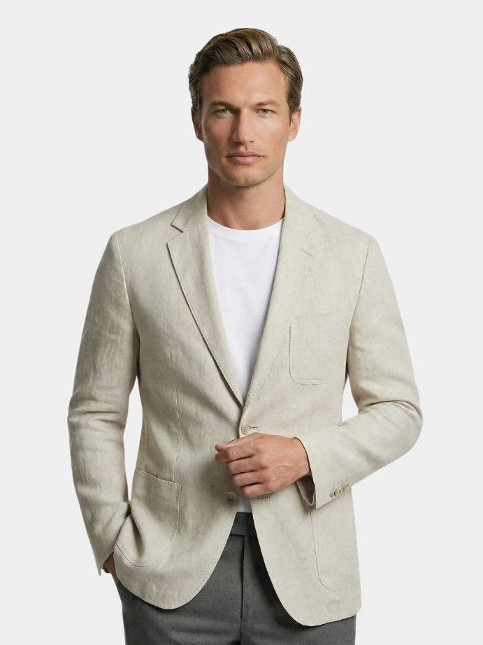 Montaracrest Gianni summer blazer jas in lightweight fabric, shown in a stylish, tailored fit with a classic lapel and button closure.