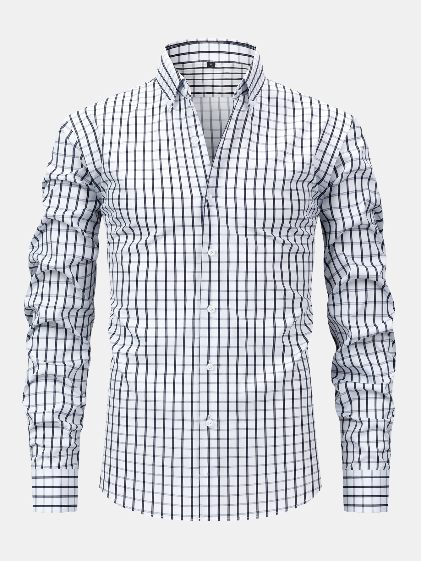Button-Up Long Sleeve Checked Shirt