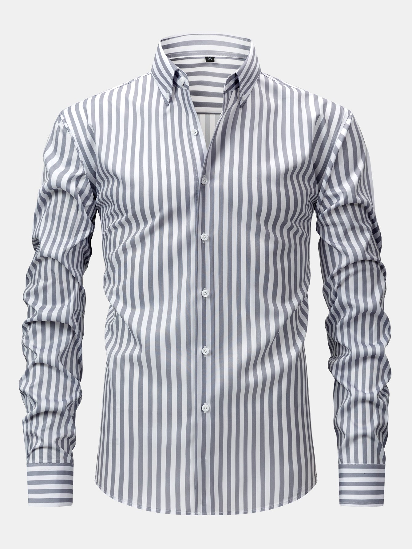 Button-Up Long Sleeve Striped Shirt with Wide Leg Slim Fit Trousers