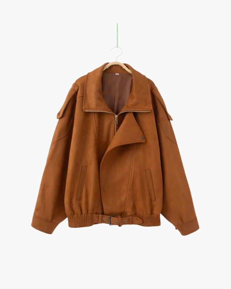 Vintage Draped Suede Effect Jacket