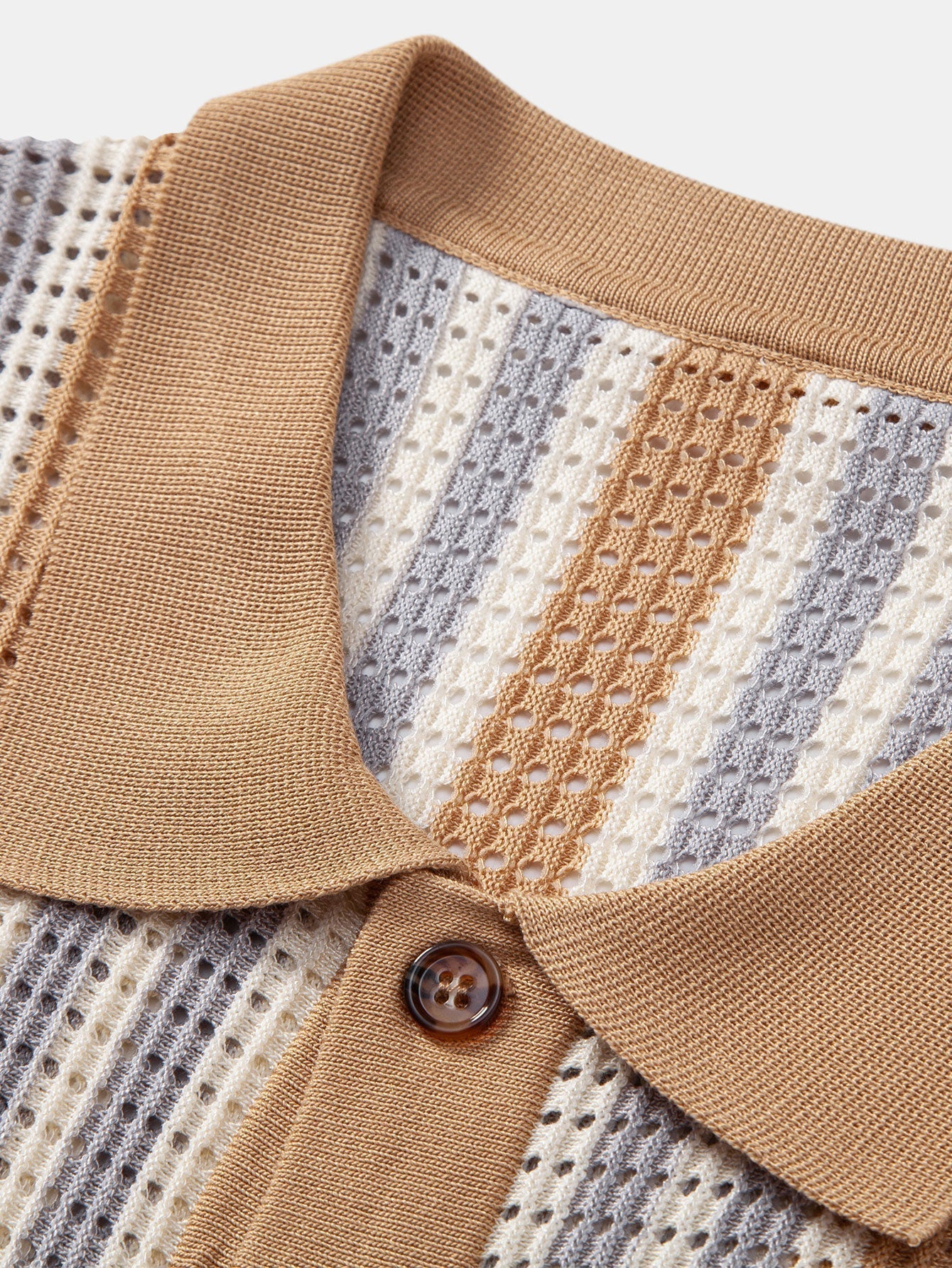 Striped Shirt Featuring Crochet Eyelets & Straight-Leg Linen Trousers