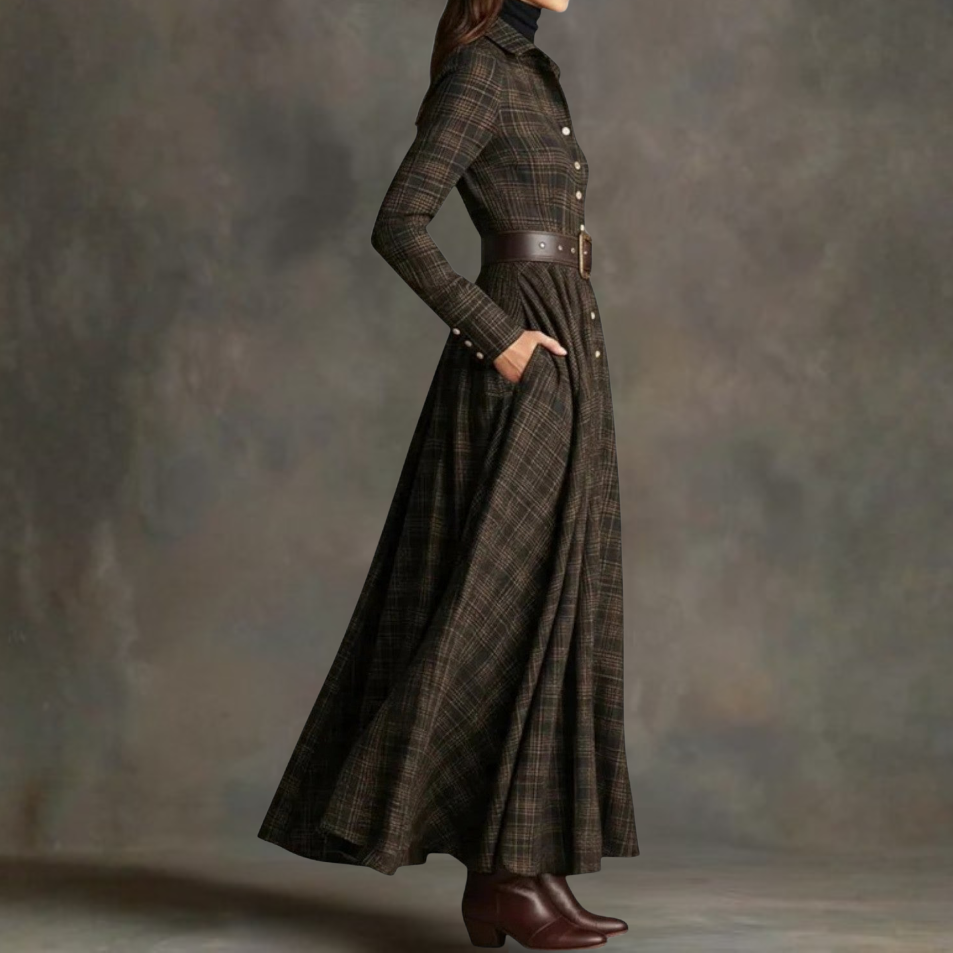 Sara™ | Belted Timeless Winter Maxi Dress