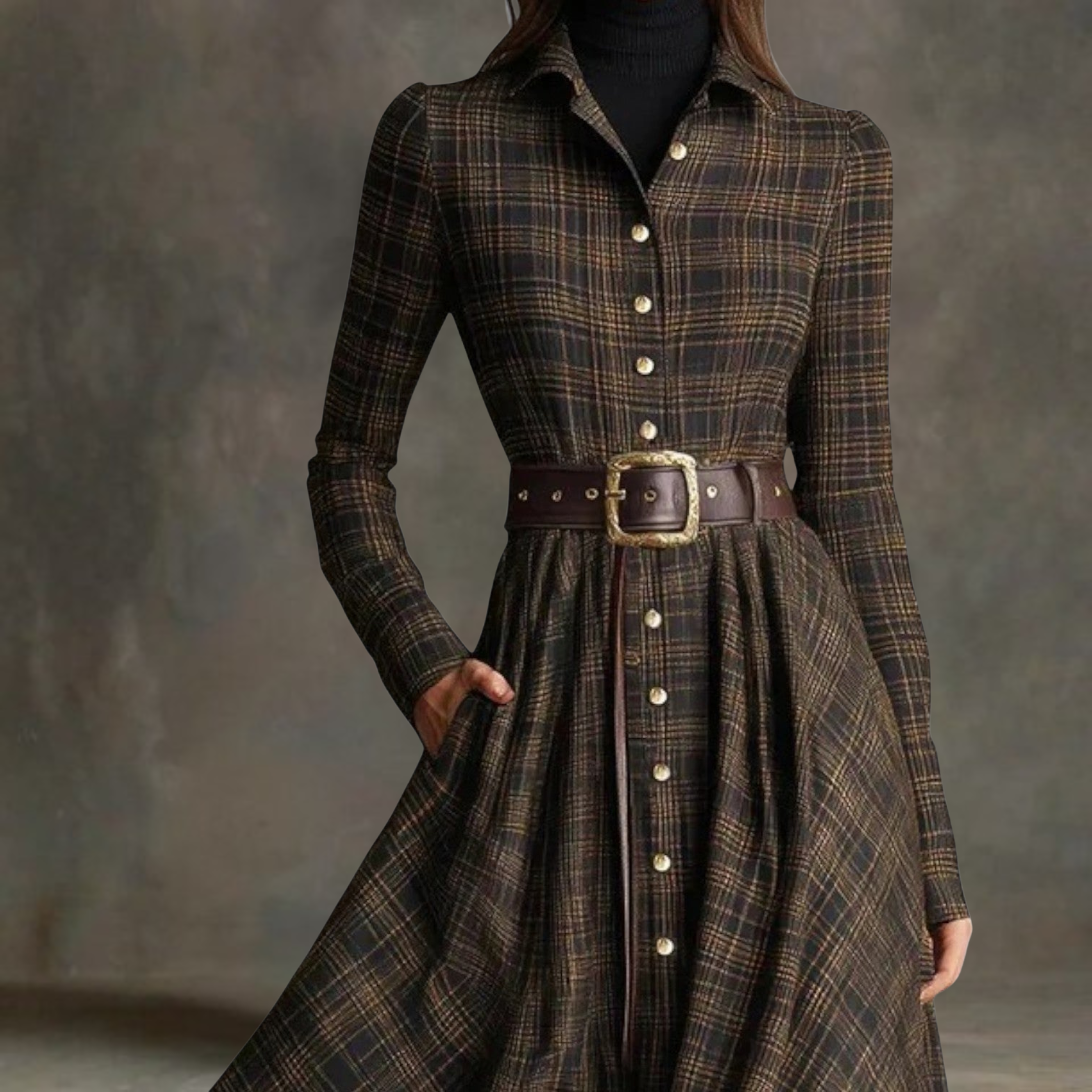 Sara™ | Belted Timeless Winter Maxi Dress