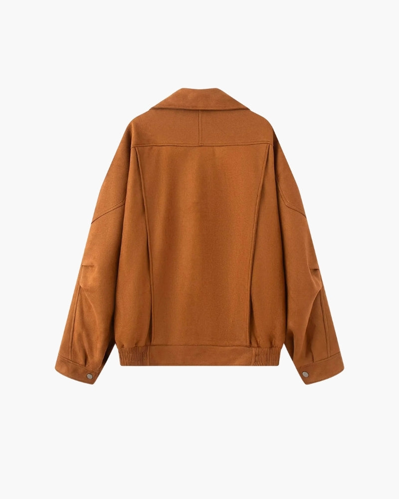 Vintage Draped Suede Effect Jacket