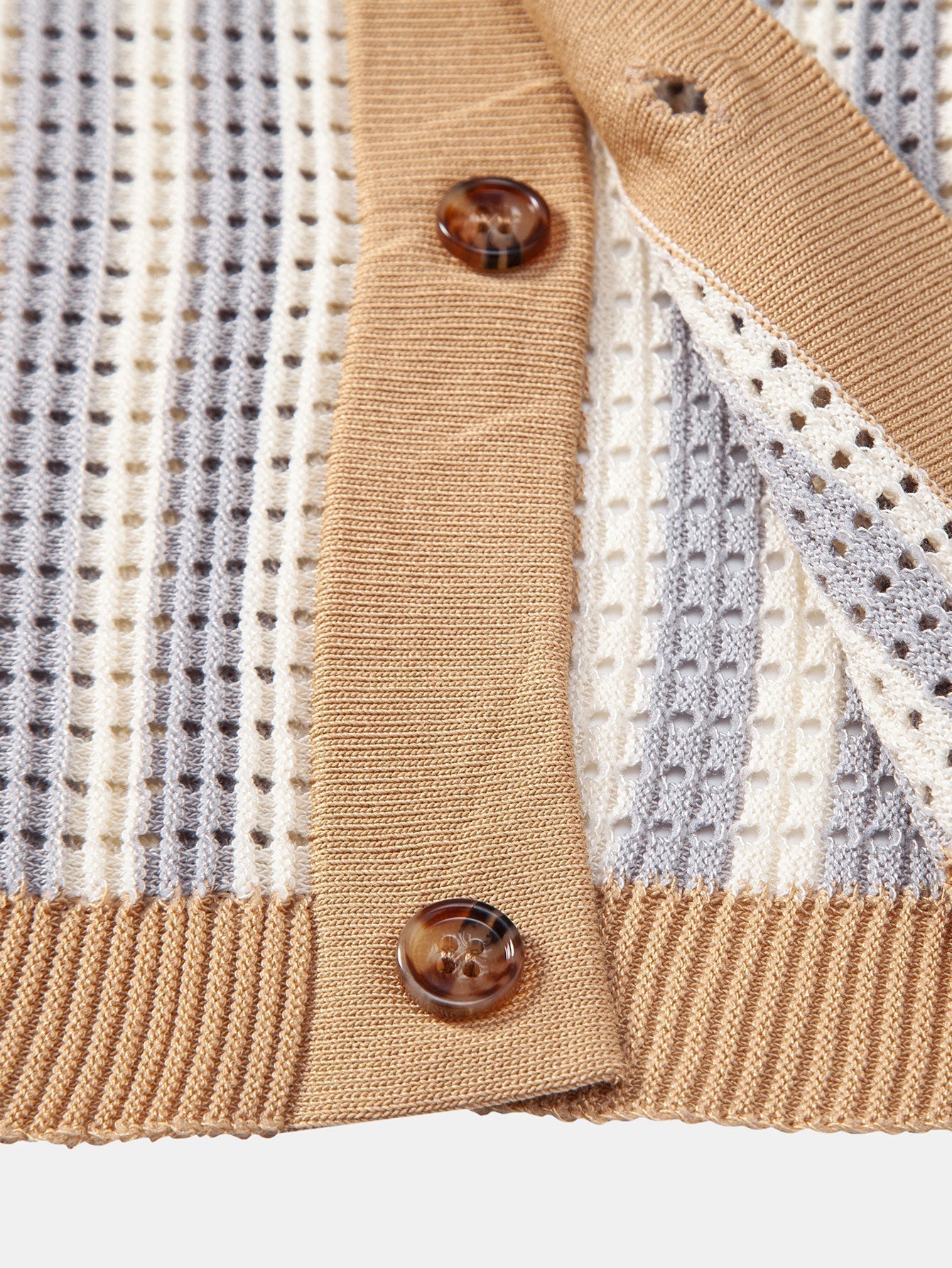 Striped Shirt Featuring Crochet Eyelets & Straight-Leg Linen Trousers