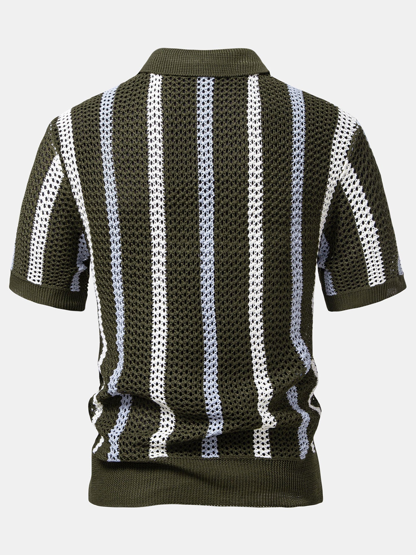 Crochet Polo Shirt & Straight-Leg Linen Trousers