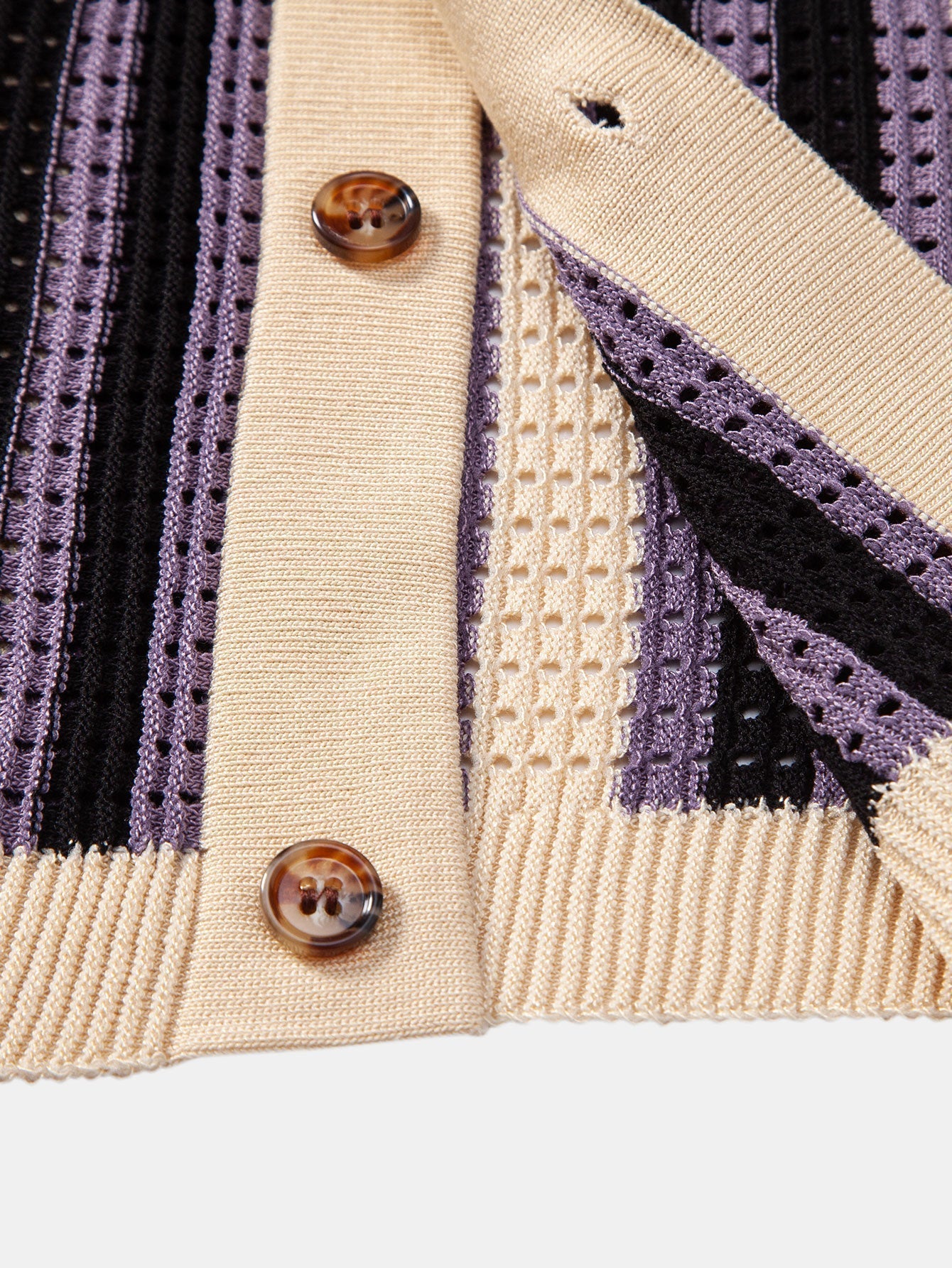 Crochet Eyelet Striped Shirt - Montaracrest