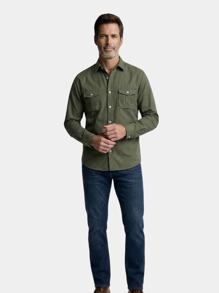 Vintage Montaracrest long-sleeve shirt featuring classic design and button-up front, displayed on a plain background.