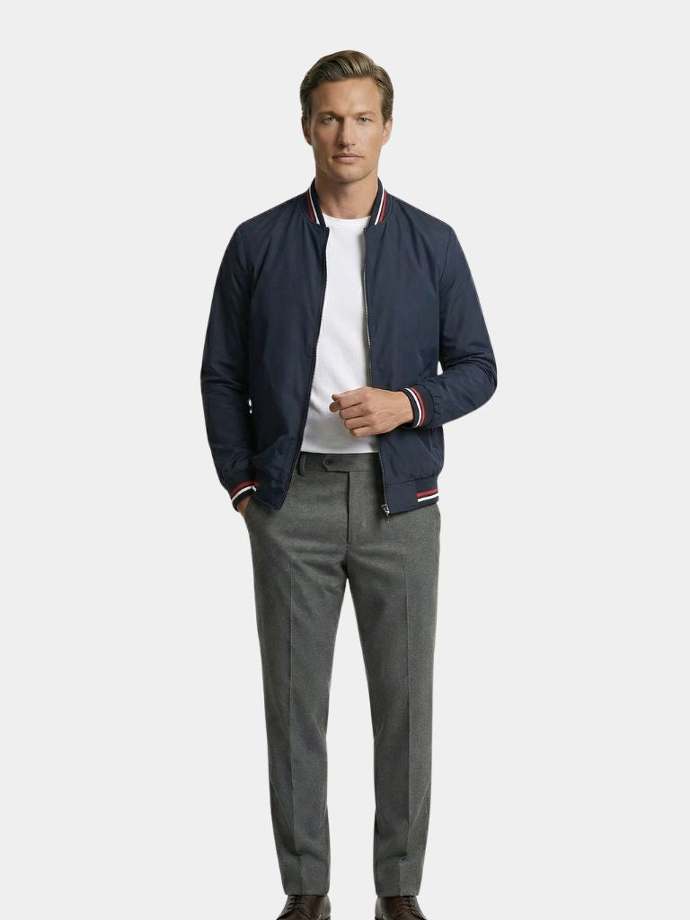 Casual Montaracrest bomber jacket, beige with ribbed cuffs and collar, displayed on a hanger.