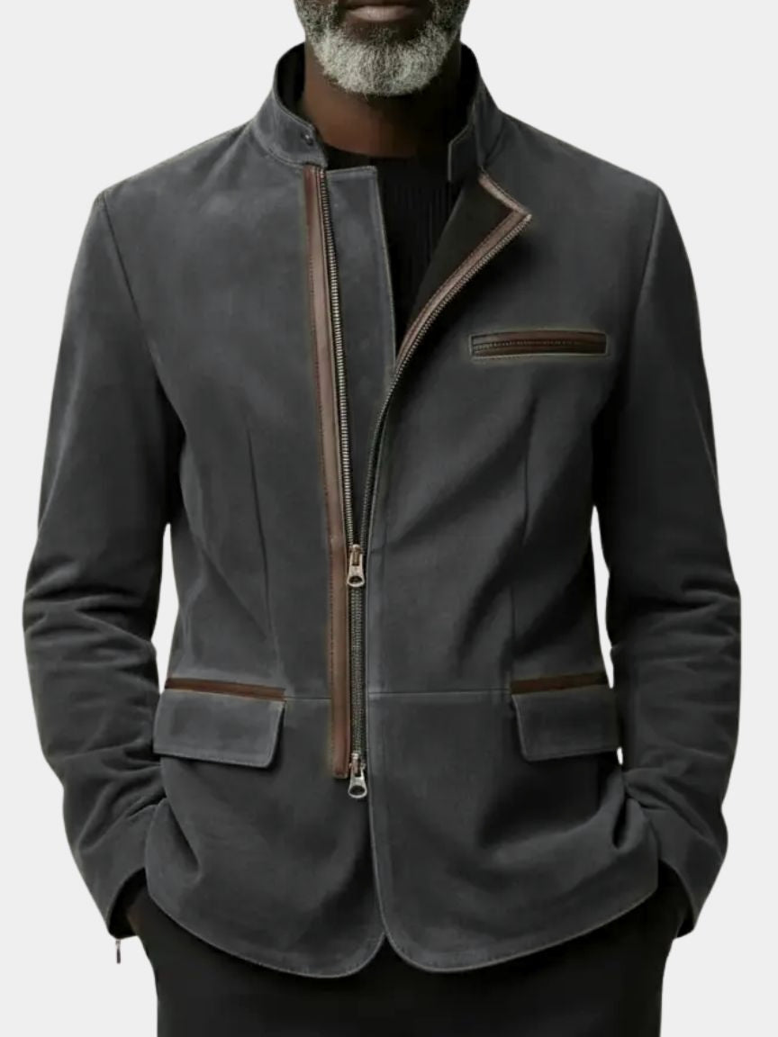 Montaracrest Bearstone camo suede field jacket with front pockets and button details, stylish outdoor men's jacket.