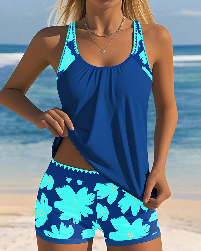 Edith | Sleeveless Printed Tankini