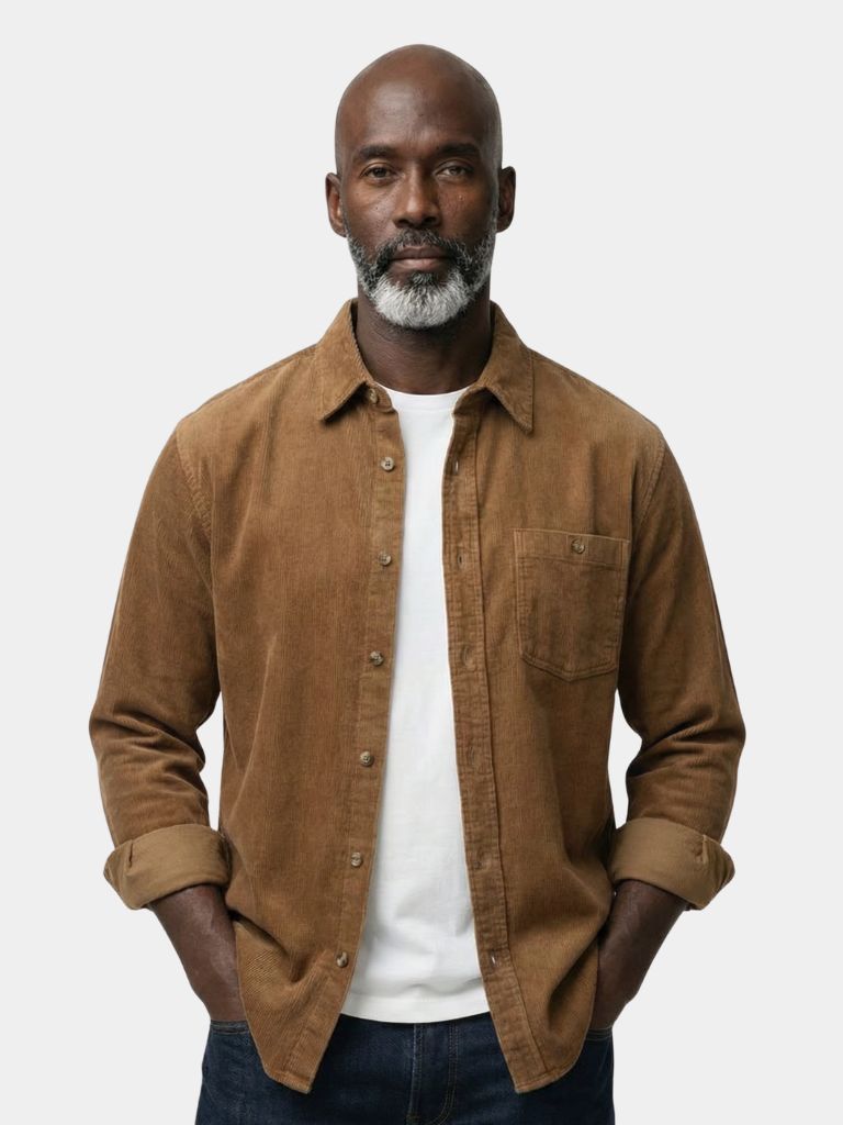 Montaracrest casual velvet shirt displayed on a hanger, showcasing the soft texture and stylish design of the Velluto fabric.