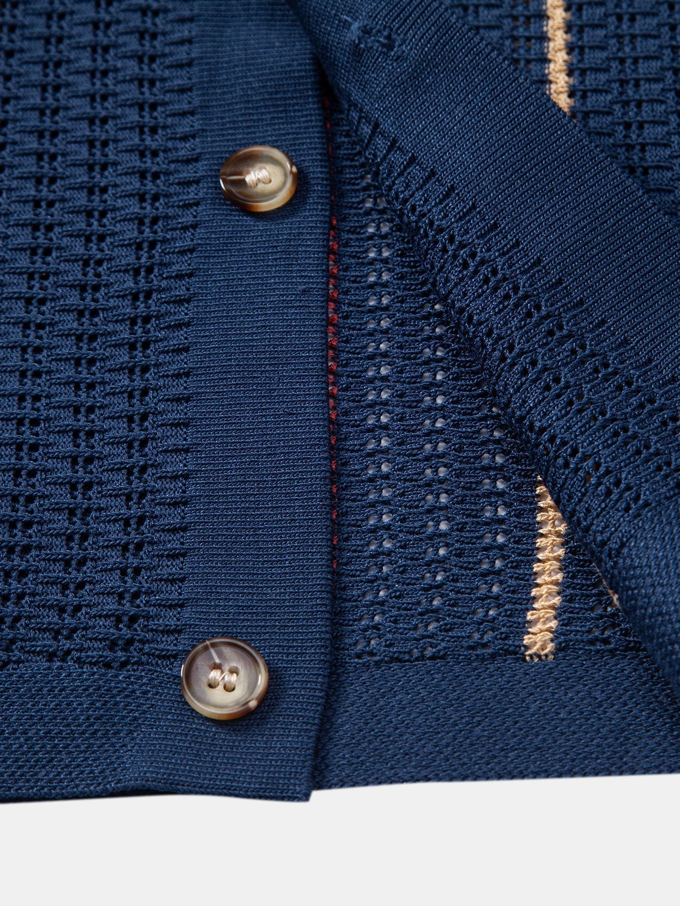 Striped Crochet Button-Up Shirt with Straight-Leg Linen Trousers