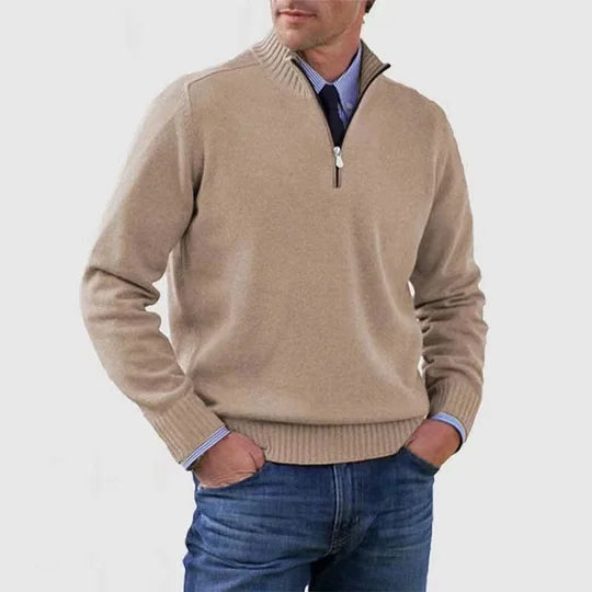 Elegant Men's Mid-Zip Pullover
