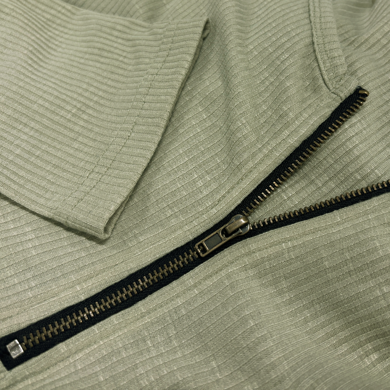 Montaracrest Urban Verde Slim zip shirt, casual long-sleeve top with green color and front zipper detail.